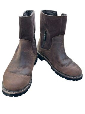 L L Bean Rugged Cozy Boots Mid Side Zip Boots 7 Vibram Sole Everyday Brown